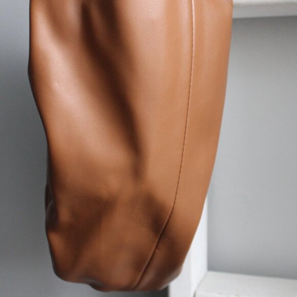 Brown Shoulder Pouch Minimalist Slouch Faux Leather Hand-Bag Purse - Picture 5 of 6